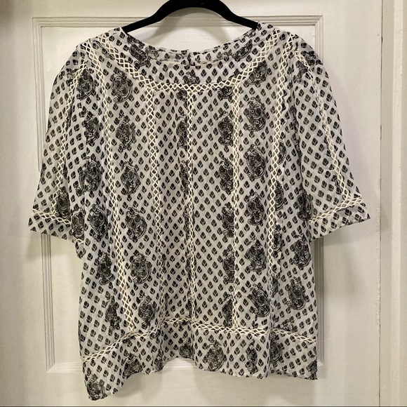 ASOS Sheer Black & White Blouse Women’s 14 - Picture 1 of 3